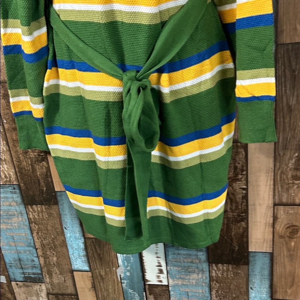 Striped belted Wrap mini Dress - Picture 4 of 16